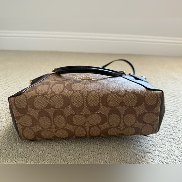 NWOT Coach Sadie Satchel Brown and Tan Signature Shoulder Bag - Picture 3 of 9